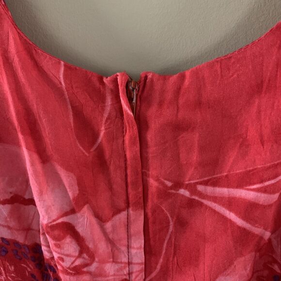 Vintage Jams World Women’s Dress Sleeveless Sz Small Red Floral Zip Up Hawaiian - Picture 3 of 6